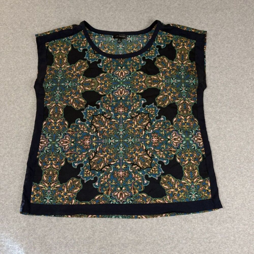The Limited Women’s M Black Teal Ornate Paisley Print Sleeveless Blouse Top